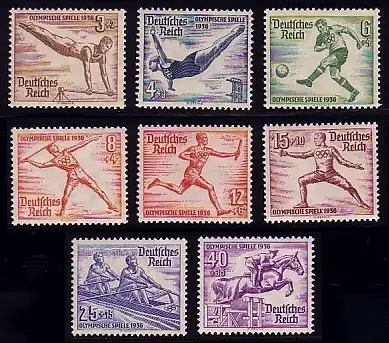609-616 Jeux olympiques 1936 - Lot 8 Valeurs ** post-fraîchissement / MNH