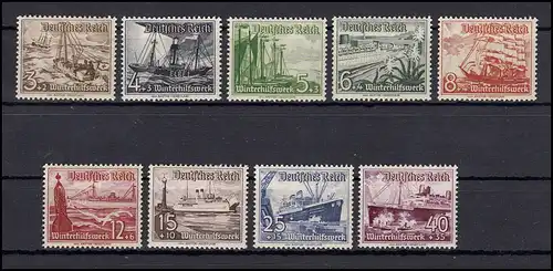 651  forêts d'hiver navires 1937, 9 valeurs, ensemble ** frais de port