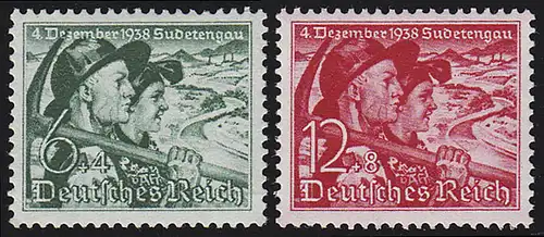 684-685 Sudentenland 1938 - Satz postfrisch ** / MNH