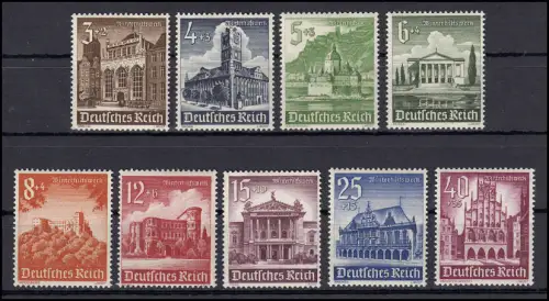 751-759 Winterhilfe Bauwerke 1940, 9 Werte, kompletter Satz **