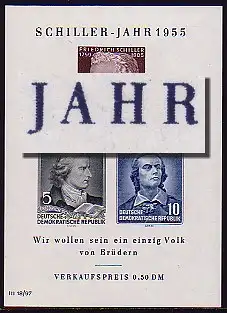 Block 12 X II Schiller PLF IV verlängertes J, postfrisch **