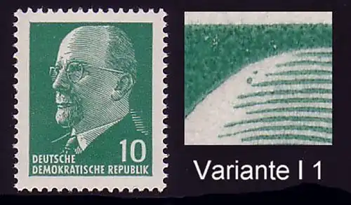 846XI1 Ulbricht 10 Pf: Variante 1 (2 points sur la pointe), frais de port **