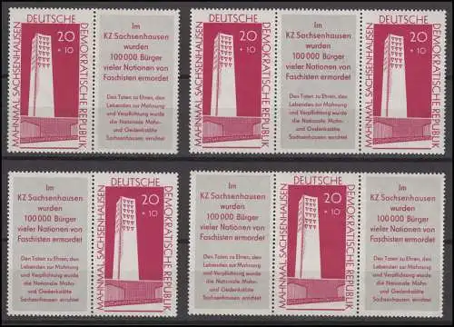 783b Sachsenhausen mit Zierfeld, 4 Zusammendrucke, Set postfrisch **