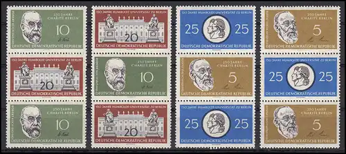 795-798 Humboldt-Uni Berlin, 8 Zusammendrucke und 4 Einzelmarken, Set **
