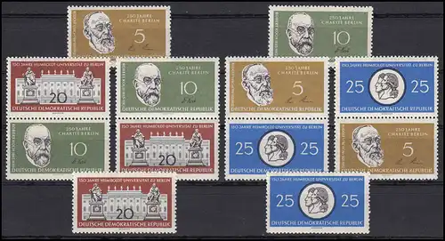 795-798 Humboldt-Uni Berlin, 8 Zusammendrucke und 4 Einzelmarken, Set **