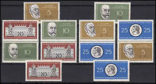 795-798 Humboldt-Uni Berlin, 8 tirages groupés et 4 timbres individuels, set **