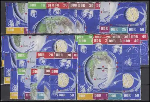926-933 Weltraumflug 1962, 16 Zusammendrucke + 8 EZM kpl., Set postfrisch **