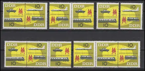 976-977 Messe Leipzig, 4 Zusammendrucke + 2 Einzelmarken, Set postfrisch