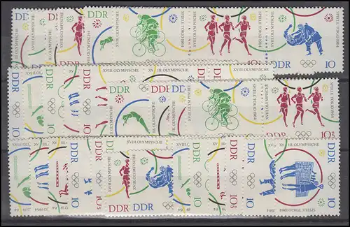 1039-1044 Été olympiades, 24 tirages groupés + 6 timbres individuels, set frais de port