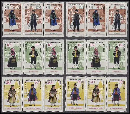 1214-1219 Cosmétiques du peuple II 1966, 12 tirages groupés + 6 timbres individuels, set **