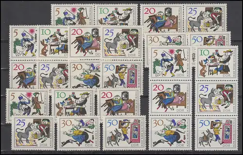 1236-1241 Märchen 1966, 9 Zusammendrucke + 6 Einzelmarken, Set postfrisch **