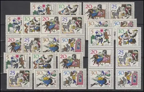 1236-1241 Tischlein deck dich 1966, 9 ZD + 6 Einzelmarken, Set postfrisch **