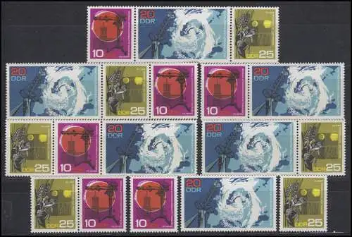 1343-1345 Meteorologie 1968, 6 Zusammendrucke + 3 Ezm, Set postfrisch **