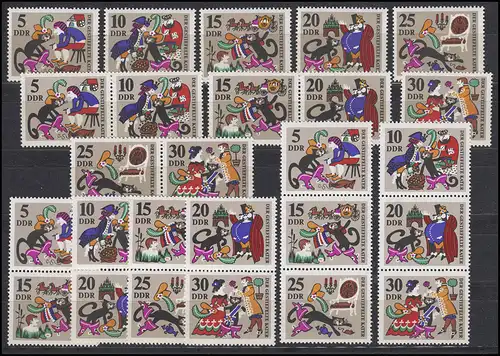 1426-1431 Fêtes Le chat en forme de botte 1968, 9 tirages de résumé + 6 Ezm, set **