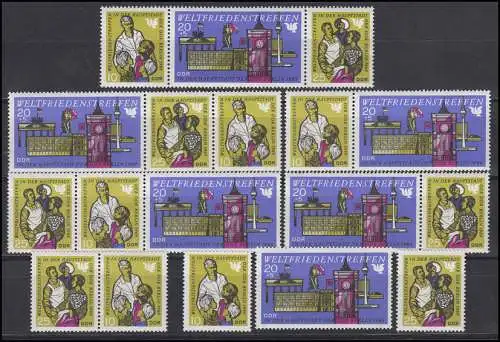 1478-1480 Réunion mondiale de la paix Berlin 1969, 6 ZD + 3 Ezm, set post-freease