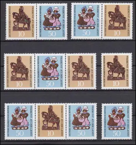 1521+1523 Art populaire de Lausitz 1969, 4 ZD + 2 Ezm, set frais de port