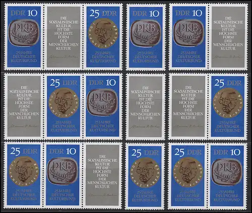 1592-1593 Deutsche Kulturbund / DKB 1970, 6 ZD+2 Ezm+ZF, Set frais de port