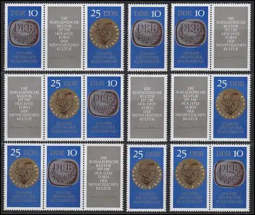 1592-1593 Deutsche Kulturbund / DKB 1970, 6 ZD+2 Ezm+ZF, Set frais de port