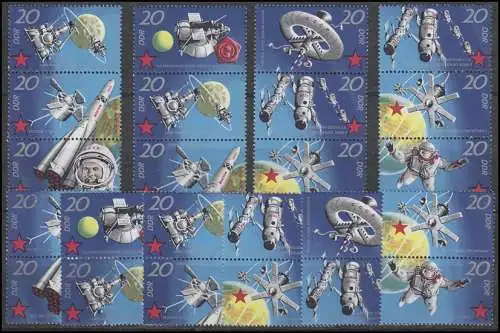 1636-1643 Weltraumflug 1971, 14 ZD mit 4x3er und 10x2er und 8 Ezm, Set **