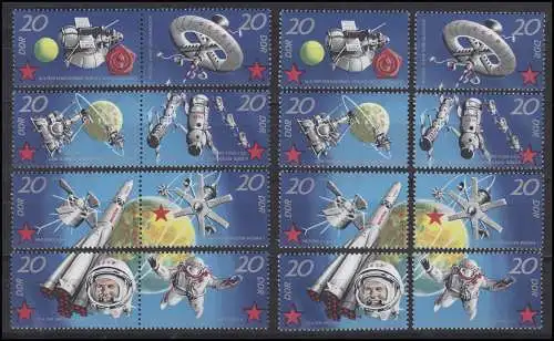 1636-1643 Weltraumflug 1971, 14 ZD mit 4x3er und 10x2er und 8 Ezm, Set **