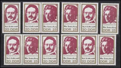 1650-1651 Luxemburg / Liebknecht, 4 Zusammendrucke + 2 Einzelmarken, Set **