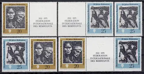 1680-1681 FIR Widerstandskämpfer 1971, 6 ZD + 2 Ezm, Set postfrisch