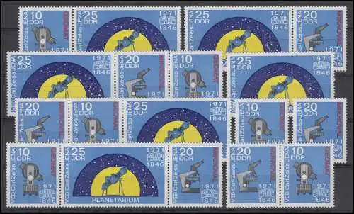 1714-1716 JENA Planetarium und Mikroskop, 6 ZD + 3 Ezm, Set postfrisch **