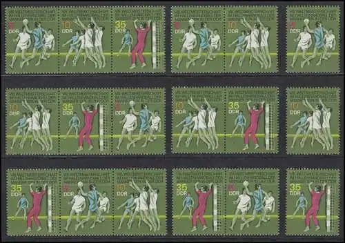 1928-1930 Handball-WM der Männer 1974, 6 Zusammendrucke und 3 Ezm, Set **