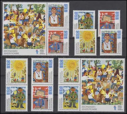 1991-1994 Junge Pioniere, 4 Zusammendrucke + 4 Ezm, Set postfrisch