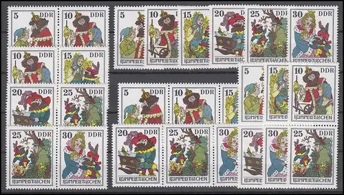 2187-2192 Märchen Rumpelstilzchen, 9 Zusammendrucke und 6 Ezm, Set postfrisch **