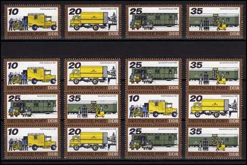 2299-2302 Posttransporte 1978, 16 Zusammendrucke + 4 Ezm, Set postfrisch