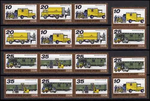 2299-2302 Post - Posttransporte 1978, 16 Zusammendrucke + 4 Ezm, Set postfrisch