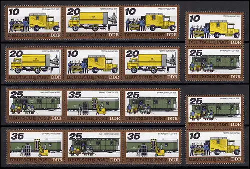 2299-2302 Post - Transports postaux 1978, 16 Impressions groupées + 4 Ezm, Set frais de port