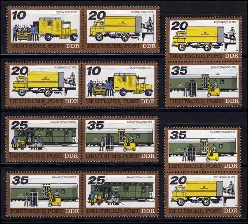 2299-2302 Post - Posttransporte 1978, 16 Zusammendrucke + 4 Ezm, Set postfrisch