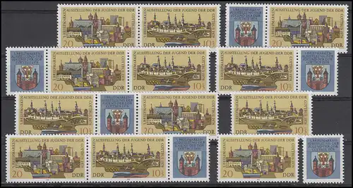 2343-2344 Briefmarkenausstellung Cottbus 1978, 6 ZD + 2 Ezm, Set postfrisch