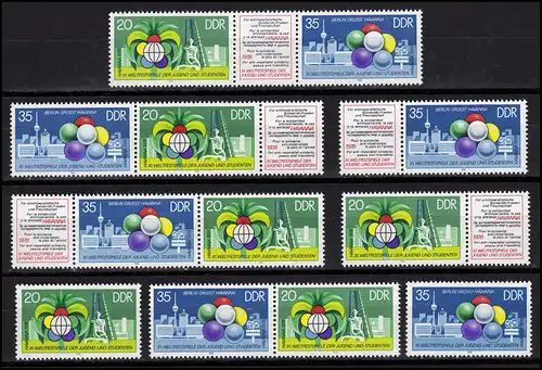 2345-2346 Festival mondial de La Havane, 6 tirages et 2 Ezm, set frais de port **