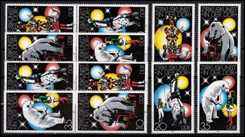 2364-2367 Art de cirque en RDA 1978, 16 tirages groupés + 4 Ezm, set post-fraîchissement