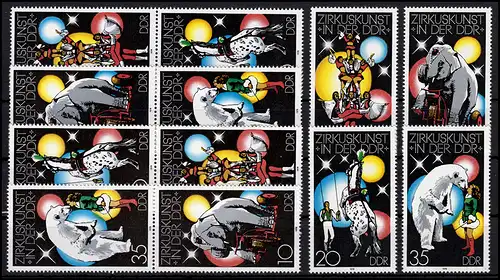 2364-2367 Zirkuskunst in der DDR 1978, 16 Zusammendrucke + 4 Ezm, Set postfrisch