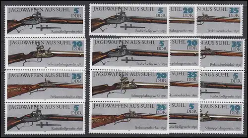 2376-2381 Jagdwaffen aus Suhl, 12 Zusammendrucke und 6 Ezm, Set postfrisch **