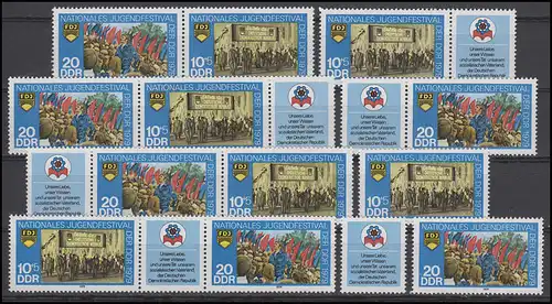 2426-2427 Jugendfestival Berlin, 6 Zusammendrucke und 2 Ezm, Set postfrisch **