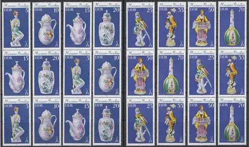 2464-2471 Porzellan, 32 Zusammendrucke und 8 Einzelmarken, Set postfrisch **