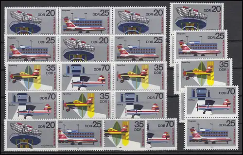 2516-2519 INTERFLUG, 16 Impressions groupées + 4 timbres individuels, set frais de port **