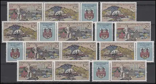 2532-2533 Briefmarkenausstellung Zella-Mehlis 1980, 6 ZD + 2 Ezm, Set postfrisch