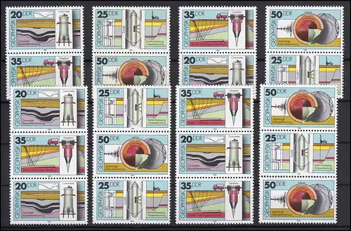 2557-2560 Geophysik, 16 Zusammendrucke und 4 Einzelmarken, Set postfrisch **