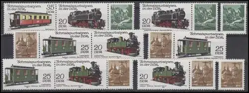 2562-2565 Eisenbahn / Schmalspurbahnen, 12 ZD + 4 Ezm, Set postfrisch **