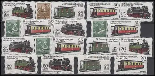 2562-2565 Eisenbahn / Schmalspurbahnen, 12 ZD + 4 Ezm, Set postfrisch **