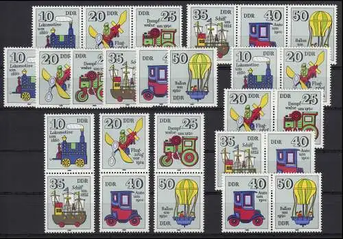2566-2571 Historisches Spielzeug, 9 Zusammendrucke + 6 Ezm, Set postfrisch