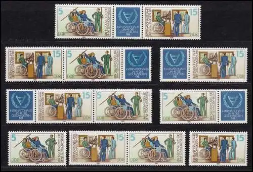 2621 - 2622 Année des handicapés, 6 tirages groupés + 2 Ezm, set frais de port **