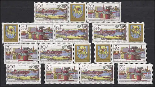 2722-2723 Briefmarkenausstellung Schwerin, 6 ZD + 2 Ezm, Set postfrisch