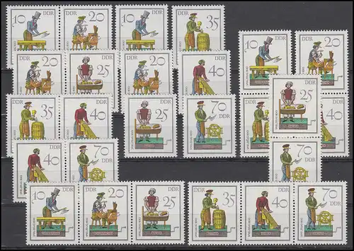 2758-2763 Historisches Spielzeug, 9 Zusammendrucke und 6 Einzelmarken, Set **